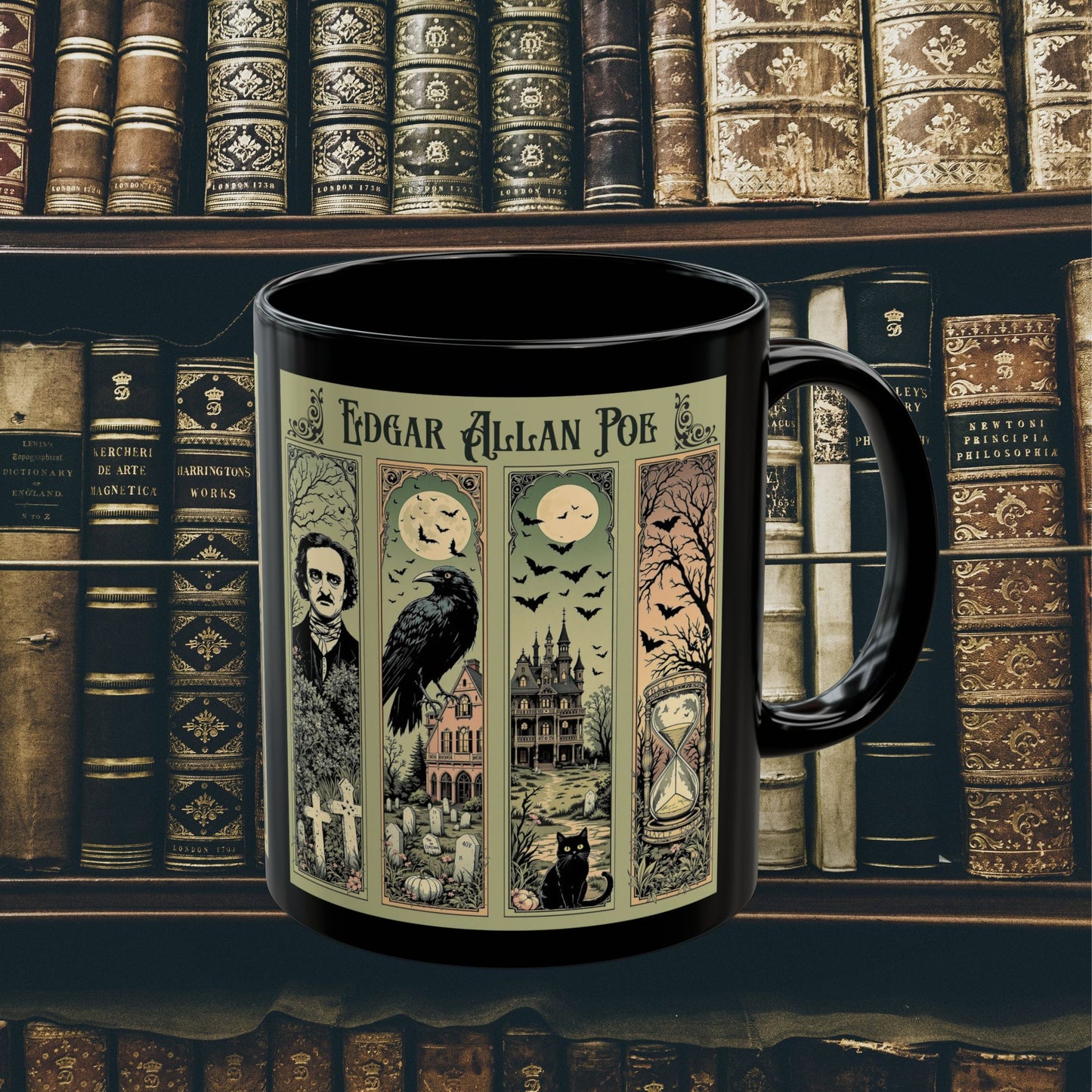 Edgar Allan Poe Mug Gothic Literary Gift For Book Lover Dark Academia Macabre Fall Coffee Cup Halloween Poetember Party Gift For Bookclub Mug Printify 11oz