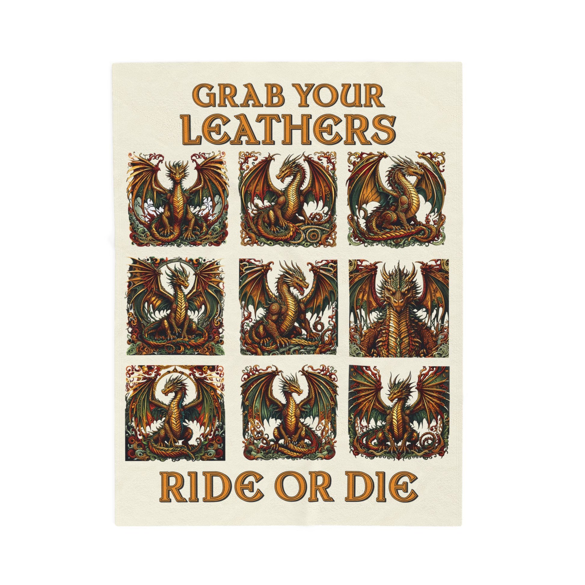 Grab Your Leathers Ride Or Die Dragon Velveteen Blanket - Perfect for Book Lovers, Gifts for Sisters, Home Decor, Reading Nook, Cozy Nights All Over Prints Printify 30" × 40"