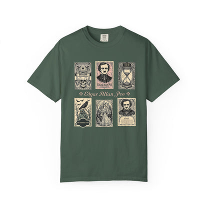 Edgar Allan Poe T-Shirt Gothic Graphic Tee The Raven Nevermore Quote Horror Literature Shirt Dark Academia Aesthetic Halloween Party Gift T-Shirt Printify Blue Spruce S