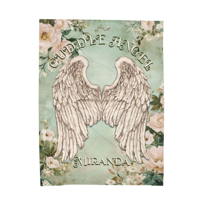 Custom Angel Wings Cuddle Plush Blanket Cozy Throw for Spiritual Gift for Birthday Christmas Gift for Mom or Best Girl Friends Angelic Love All Over Prints Printify 60" × 80"