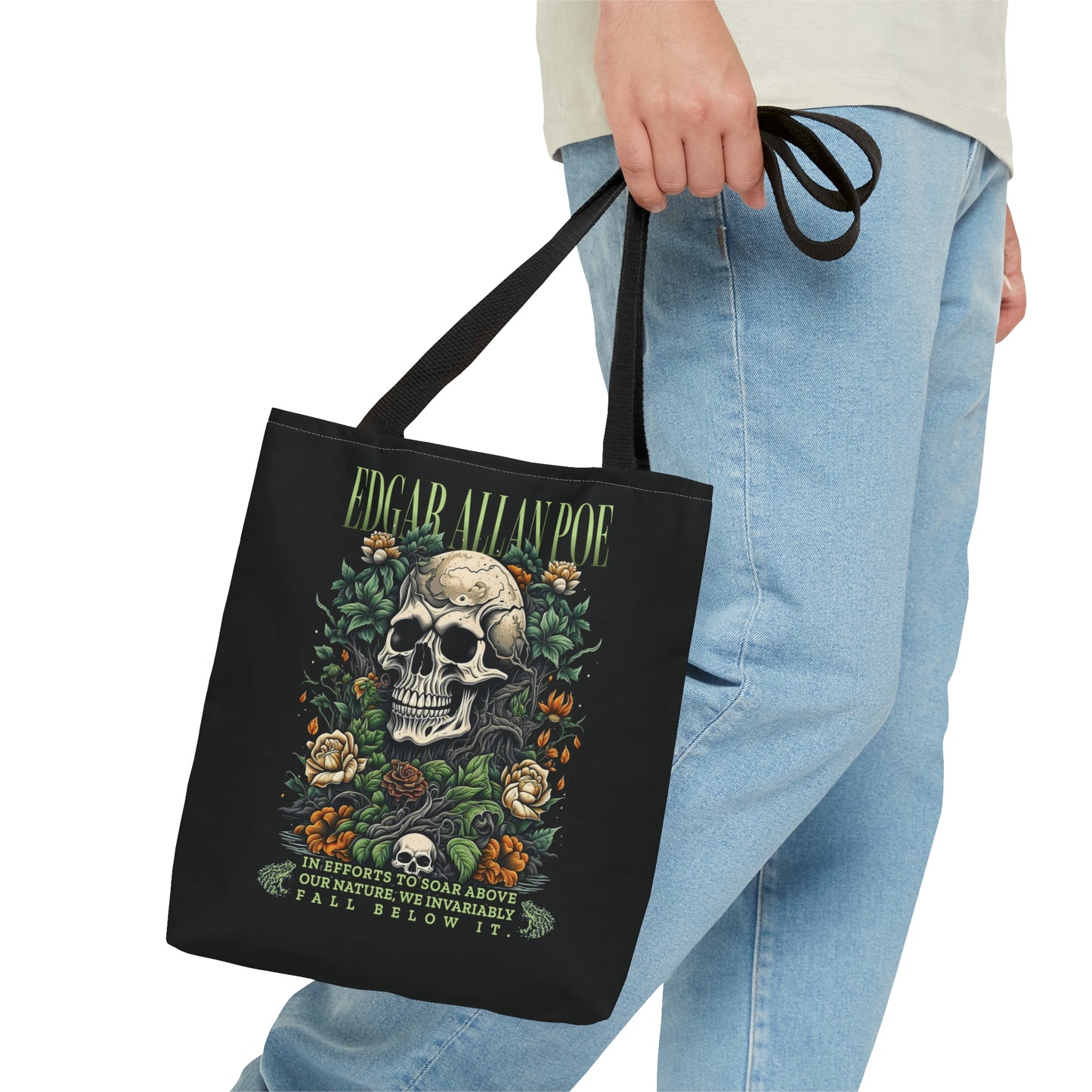 Edgar Allan Poe Tote Bag, Vintage Gothic, Grunge Shoulder Bag, Book, Library, Grocery, Travel Bag, Dark Academia, Bookish, Bookclub Gift, Bags Printify   