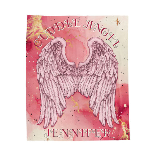 Custom Angel Wings Cuddle Plush Blanket Cozy Throw for Spiritual Gift for Birthday Christmas Gift for Mom or Best Girl Friends Angelic Love All Over Prints Printify 50" × 60"