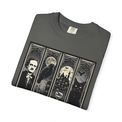 Edgar Allan Poe T-Shirt Gothic Graphic Tee The Raven Nevermore Quote Horror Literature Shirt Dark Academia Aesthetic Halloween Party Gift