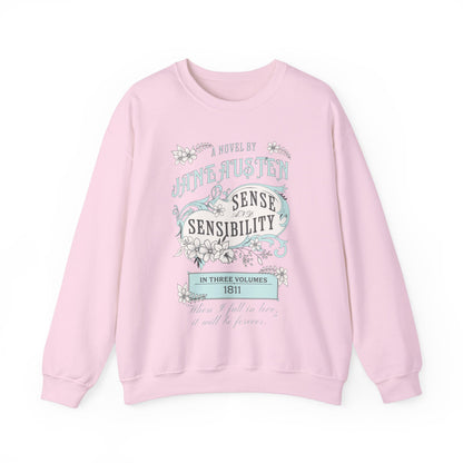 Jane Austen Sweatshirt, Sense & Sensibility Historical Romance Sweater, Bookish Literary Jane Austen Fan Art Gift, Gift for Her, Readers, Sweatshirt Printify S Light Pink 