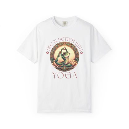 Yoga Frog Life Is Better With Yoga Unisex T-Shirt, Casual Wear, Highlander Fan Gift, T-Shirt Printify White S