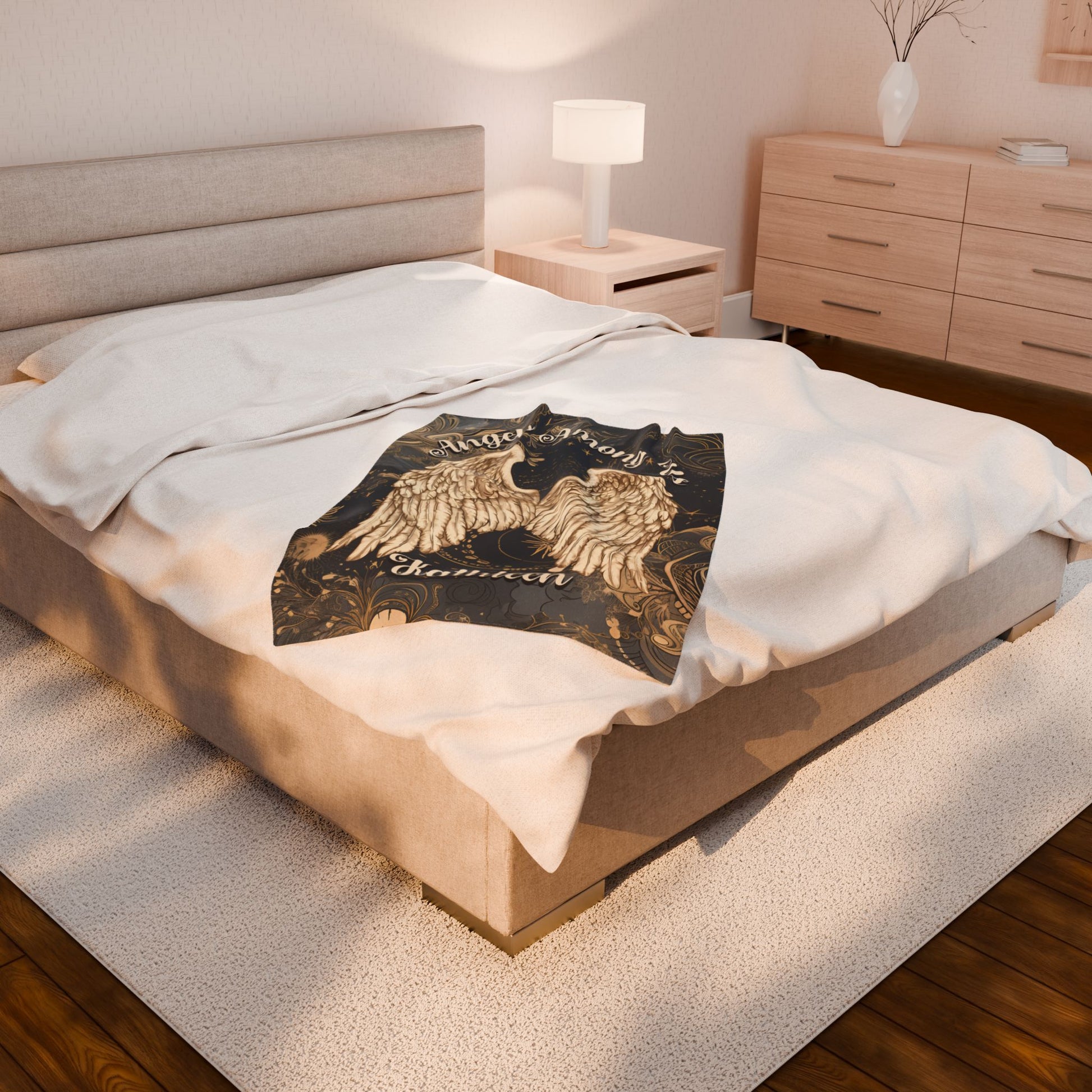 Custom Angel Wings Cuddle Plush Blanket Cozy Throw for Spiritual Gift for Birthday Christmas Gift for Mom or Best Girl Friends Angelic Love All Over Prints Printify