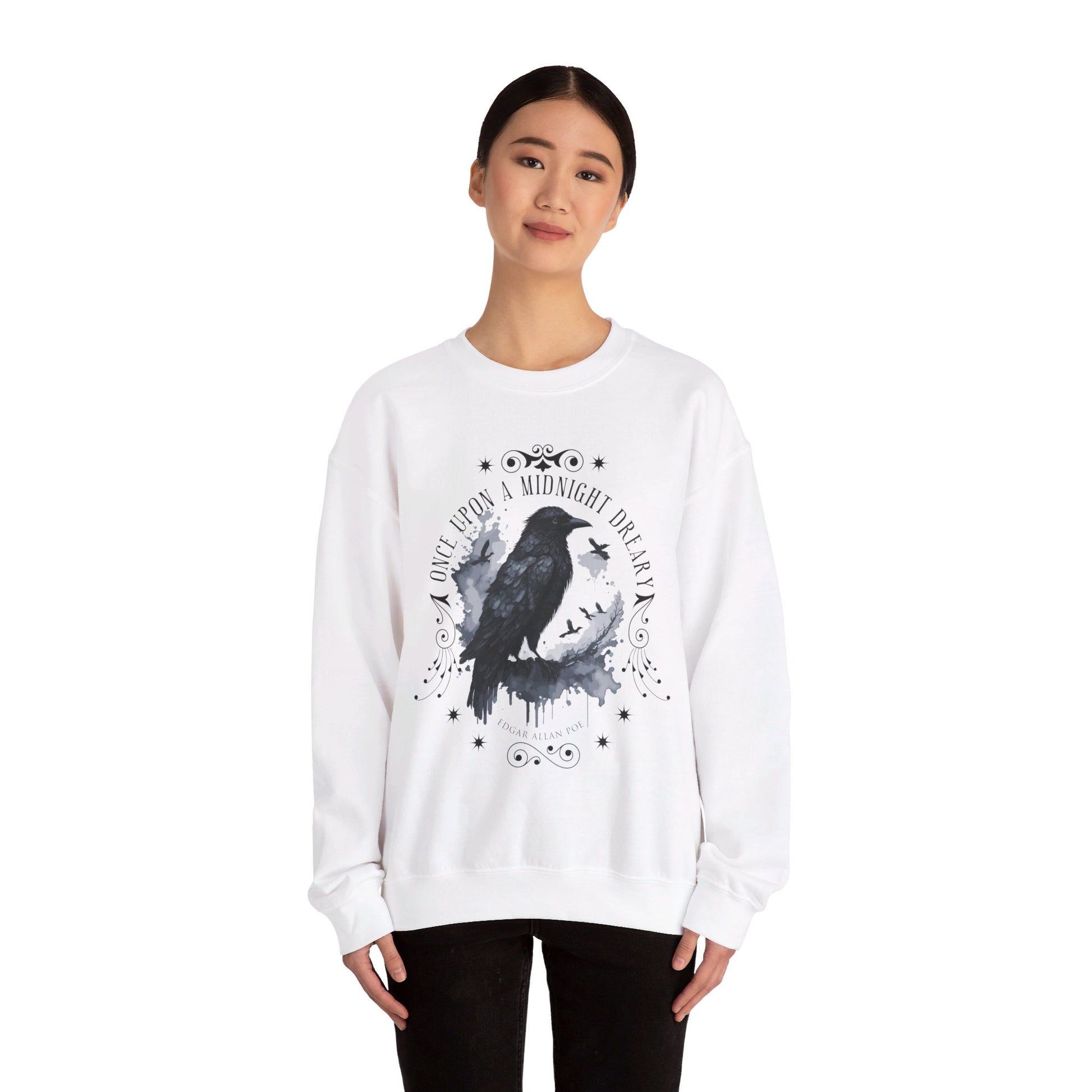 Edgar Allan Poe, The Raven Sweatshirt, Poet, Poetry Lover Sweater, Book Lover, Haunting Gothic Gift, Light, Dark Academia, Horror Movie Top Sweatshirt Printify   