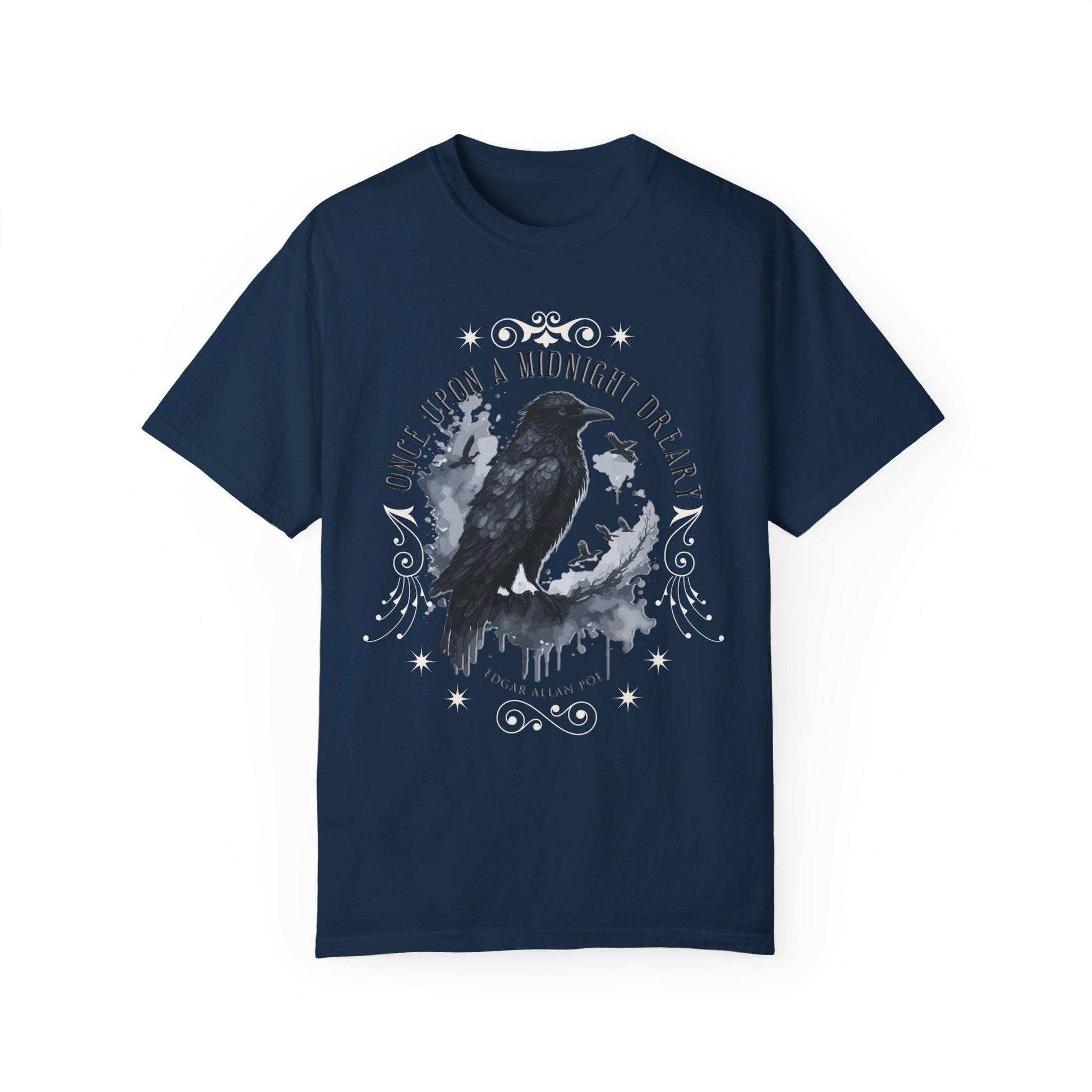 Edgar Allan Poe Shirt, The Raven Nevermore Poet, Poetry Lover Tee, Book, Reading Lover Shirt, Gothic, Light Academia Gifts, Comfort Colours T-Shirt Printify True Navy S 