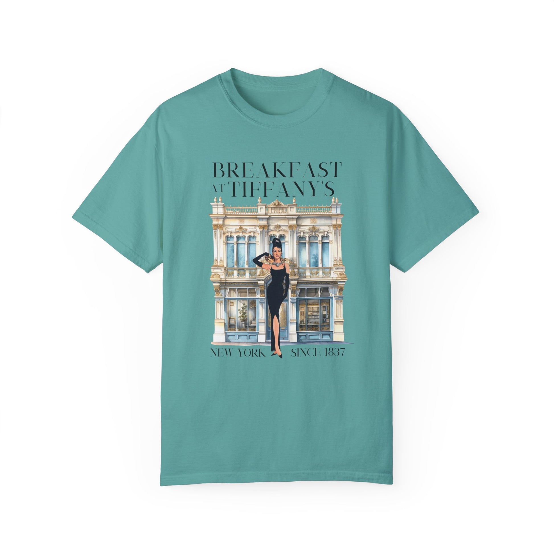 Breakfast at Tiffany's Inspired Unisex T-Shirt, Vintage Style Tee, Movie Lover Gift, NYC Fashion Shirt, Retro Graphic Tee T-Shirt Printify Seafoam S 