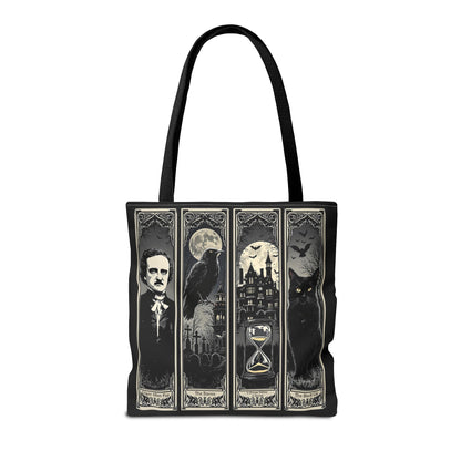 Edgar Allan Poe Tote Bag Gothic Literary Gift for Book Lover Dark Academia Macabre Accessory Halloween Tote Fall School Bag for Poetember Bags Printify