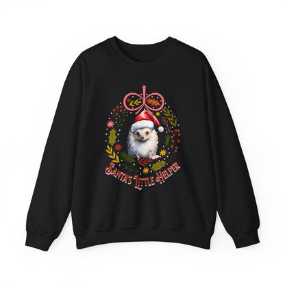 HedgeHog Christmas Sweatshirt, Cute Santa's Little Helper Sweater, Hedgehog Lover Merry Christmas Shirt, Country Christmas Animal Lover Gift Sweatshirt Printify S Black 