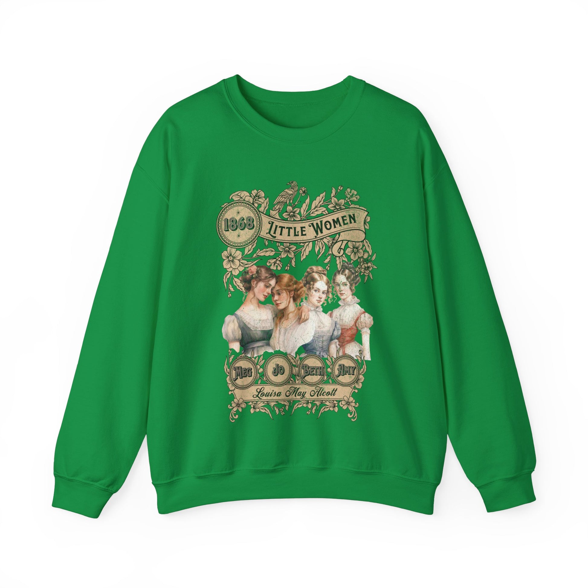 Little Women Sweatshirt, Louisa May Alcott Historical Romance Sweater, Bookish Literary Fan Art Gift, Gift for Her, Bookclub Crewneck Shirt Sweatshirt Printify S Irish Green 