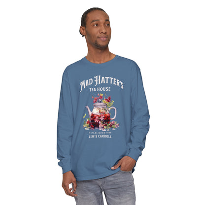 Mad Hatter's Tea Long Sleeve Shirt Alice In Wonderland Lewis Carroll Whimsigoth Academia TShirt Mad Hatter Tea Party Tee Bookish Booktok Long-sleeve Printify   