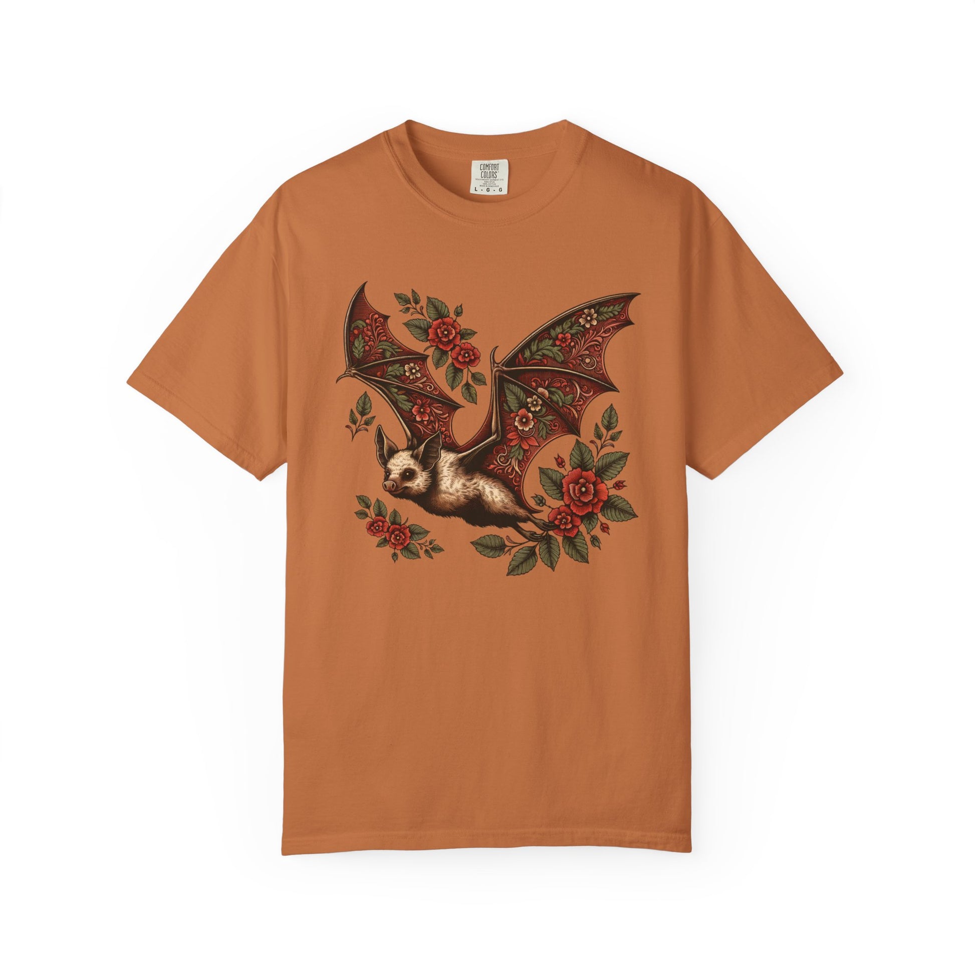 Vintage Bat TShirt Autumn Fall Style Bat Shirt For Halloween Party Spooky Vibes Witchy Dark Academia Comfort Colors Unisex Oversized Shirt T-Shirt Printify Yam S