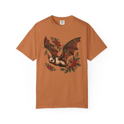 Vintage Bat TShirt Autumn Fall Style Bat Shirt For Halloween Party Spooky Vibes Witchy Dark Academia Comfort Colors Unisex Oversized Shirt T-Shirt Printify Yam S