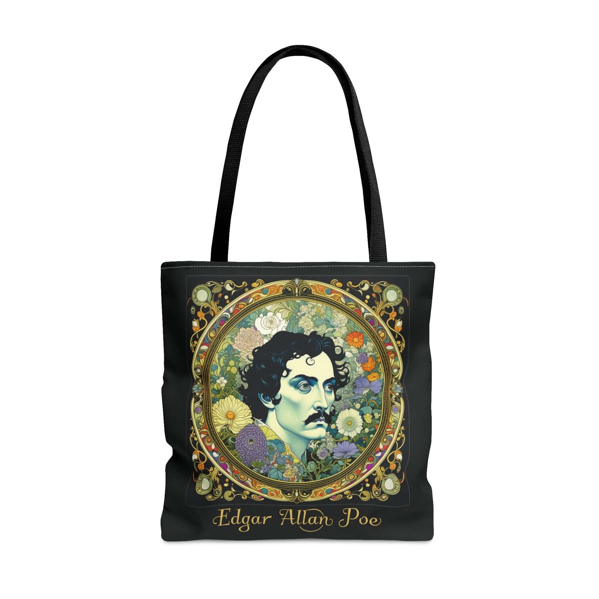 Edgar Allan Poe Tote Bag, Night Garden Botanical Shoulder Bag, Book, Library, Grocery, Travel Bag, Dark Academia, Bookish, Bookclub Gift, Bags Printify Large  