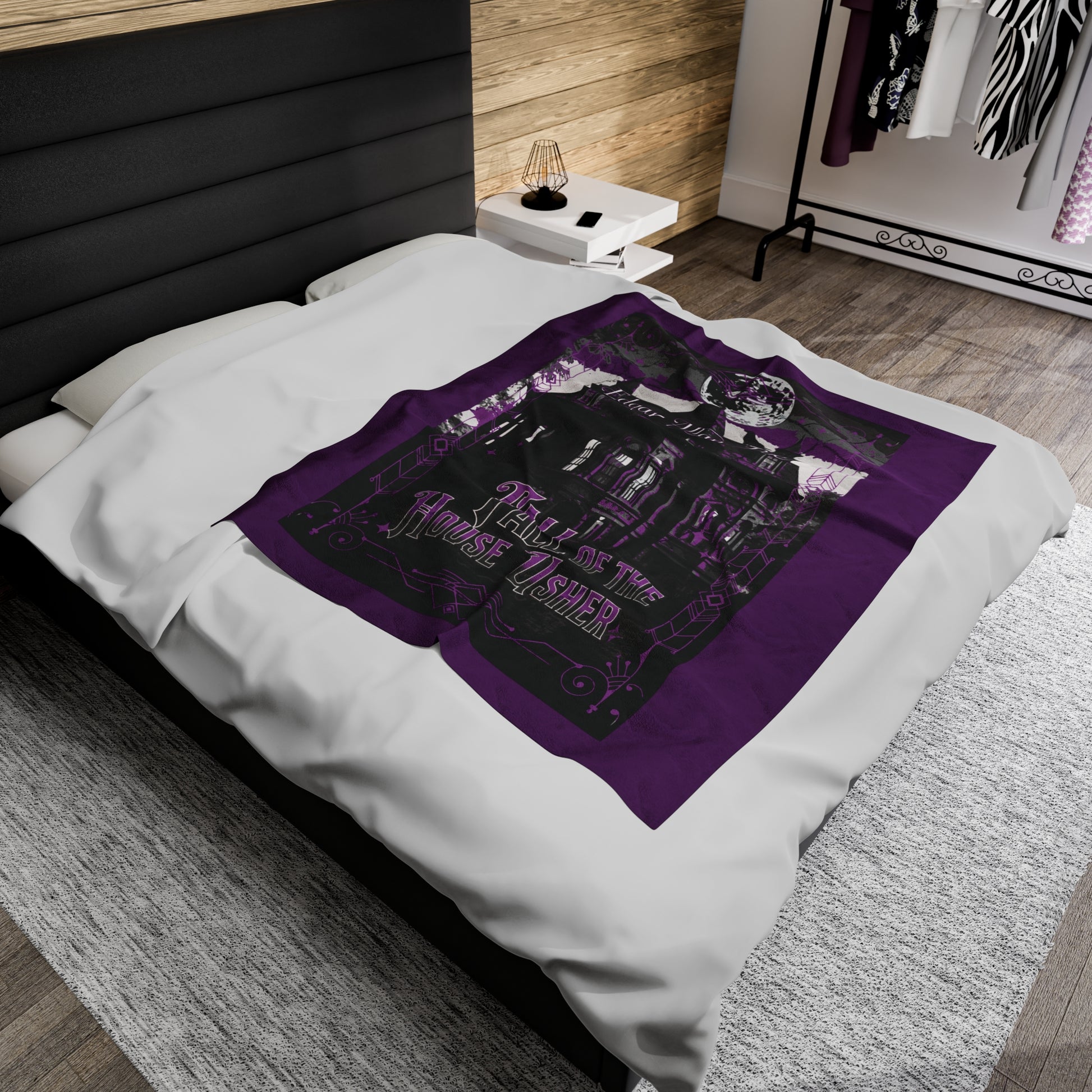 Edgar Allan Poe, The Fall Of The House Of Usher Throw Blanket, Book Lover Reading Blanket, Gothic Dark Academia, Horror Movie Watching Plush All Over Prints Printify   