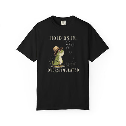 Overstimulated Frog T-Shirt Retro Fun Froggy Meme Shirt Vintage Frog And Toad Aesthetic Frog Lover Gift For Her Birthday Viral Trendy Shirt T-Shirt Printify Black S
