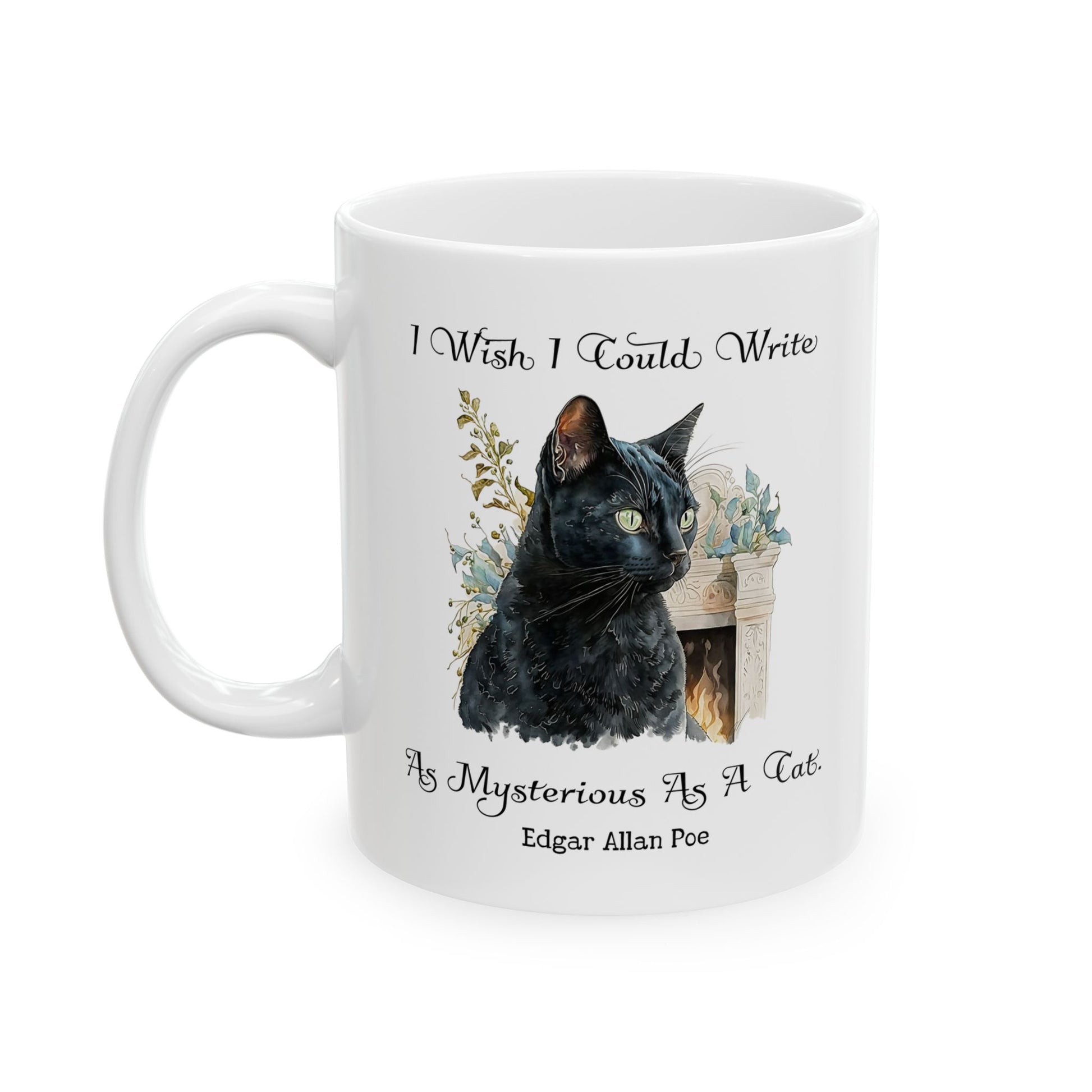 Edgar Allan Poe Coffee Mug Nevermore The Black Cat Coffee Cup Gift For Book Lover Reader Gift For Gothic Dark Academia Bookish Birthday Gift Mug Printify   