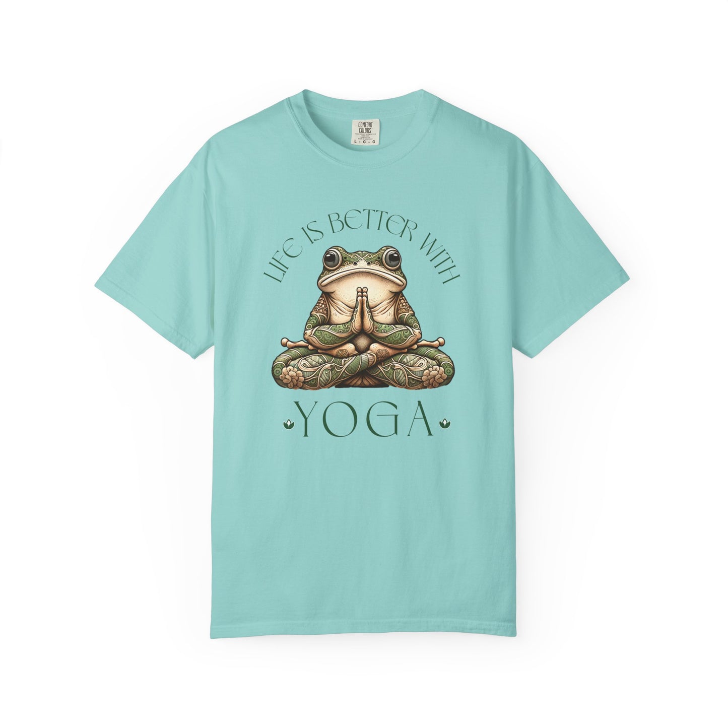 Green Yoga Frog Life Is Better With Yoga Unisex T-Shirt, Casual Wear, Highlander Fan Gift, T-Shirt Printify Chalky Mint S