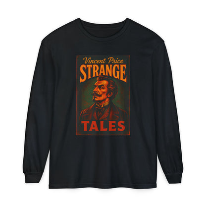 Vincent Price Strange Tales Long Sleeve T-Shirt, Vintage Horror Tee, Gothic Apparel, Halloween Costume, Retro Graphic Shirt Long-sleeve Printify Black S