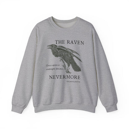 Halloween Vintage The Raven Sweatshirt, Spooky Season Sweater, Trick or Treating Shirt, Halloween Party, Edgar Allen Poe, Nevermore, Gothic Sweatshirt Printify S Sport Grey 