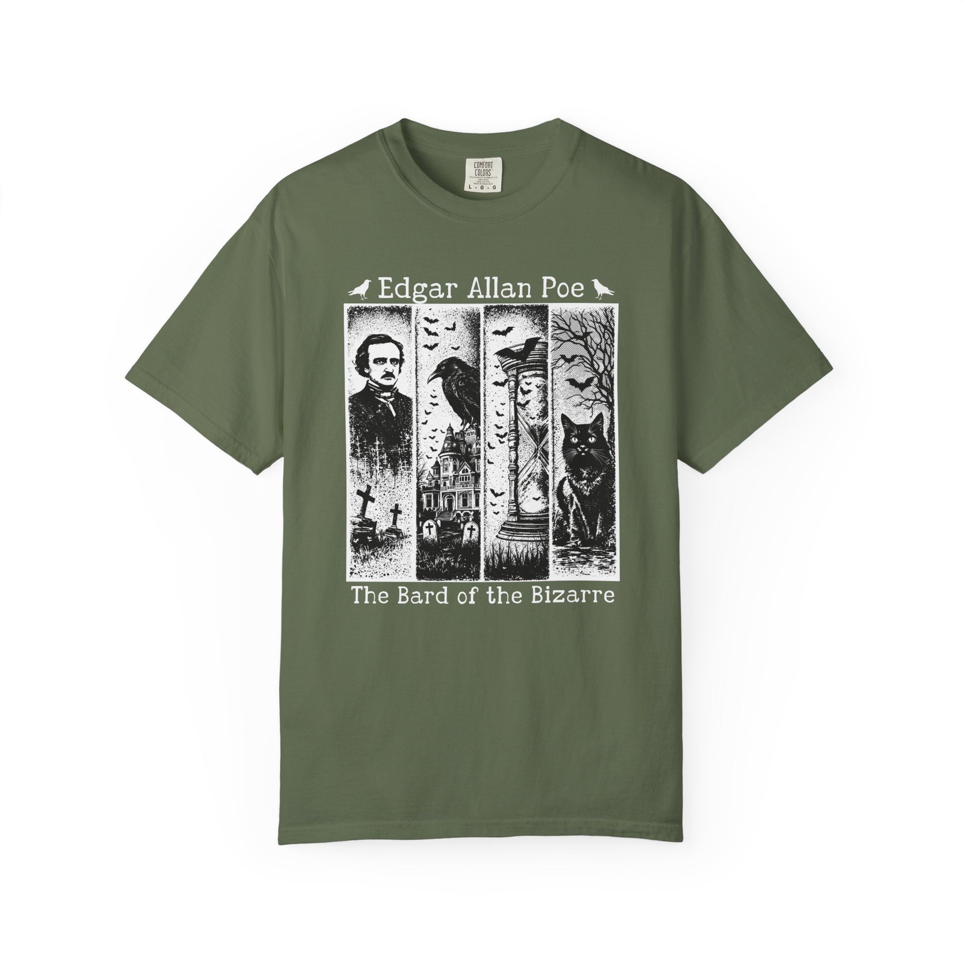 Edgar Allan Poe T-Shirt Gothic Graphic Tee The Raven Nevermore Quote Horror Literature Shirt Dark Academia Aesthetic Halloween Party Gift T-Shirt Printify Sage S