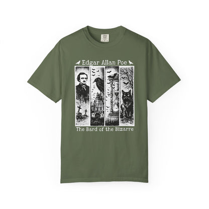 Edgar Allan Poe T-Shirt Gothic Graphic Tee The Raven Nevermore Quote Horror Literature Shirt Dark Academia Aesthetic Halloween Party Gift T-Shirt Printify Sage S