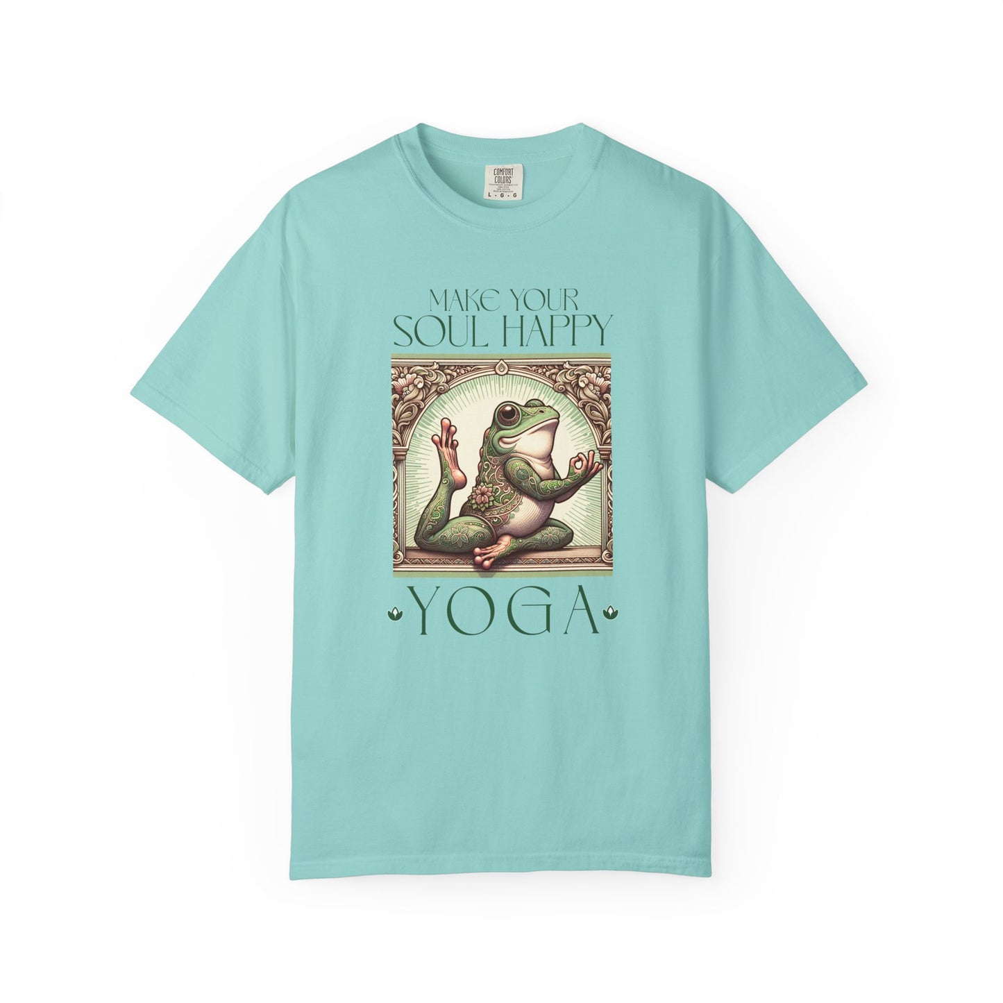 Green Yoga Frog Make Your Soul Happy Unisex T-Shirt, Casual Wear, Highlander Fan Gift, T-Shirt Printify Chalky Mint S