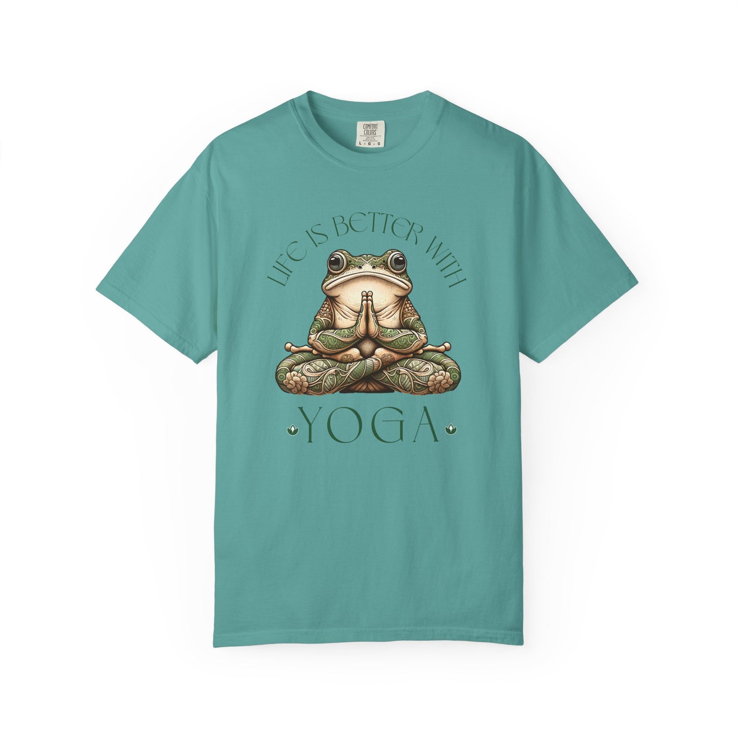 Green Yoga Frog Life Is Better With Yoga Unisex T-Shirt, Casual Wear, Highlander Fan Gift, T-Shirt Printify Seafoam S