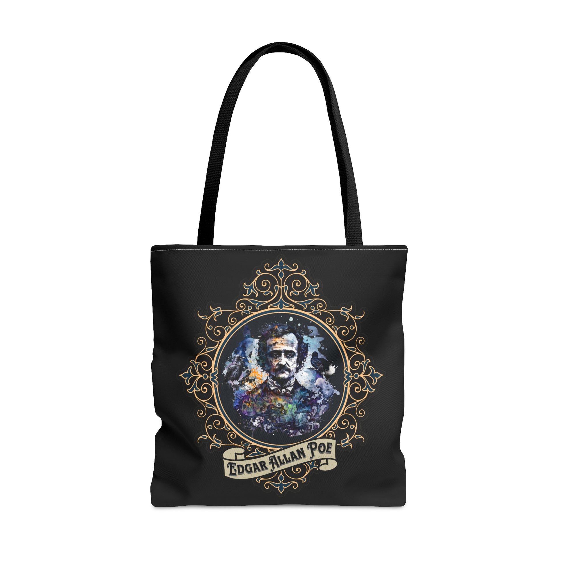 Edgar Allan Poe Tote Bag, Vintage Poet, Poetry Lover Shoulder Bag, Dark Academia, Literary, Bookish, Bookclub Gift, Fall Autumn Project Bag Bags Printify Large  