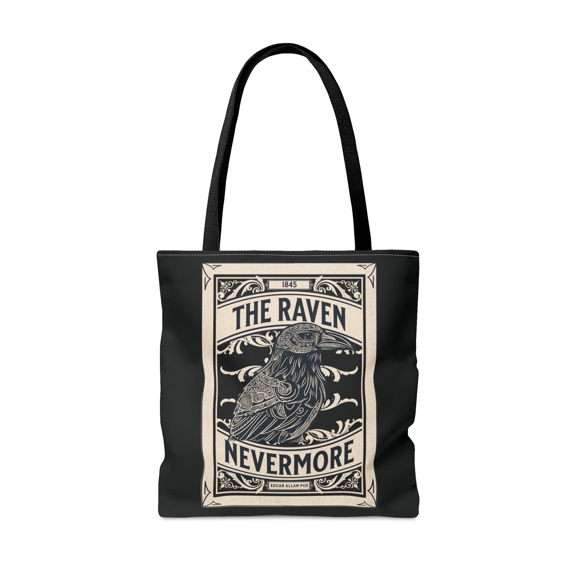 Edgar Allan Poe Tote Bag, The Raven Nevermore Shoulder Bag, Book, Library, Grocery, Travel Bag, Dark Academia, Bookish, Bookclub Gift, Bags Printify   