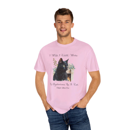 Edgar Allan Poe T-Shirt The Black Cat Nevermore The Raven Poe Fan Art Poetry Book Lover, Dark Cottagecore Macabre Gift, Light, Dark Academia T-Shirt Printify   