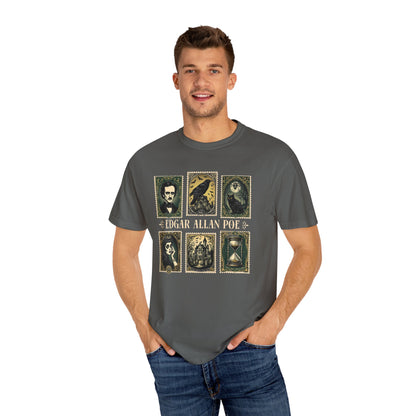 Edgar Allan Poe T-Shirt Gothic Graphic Tee The Raven Nevermore Quote Horror Literature Shirt Dark Academia Aesthetic Halloween Party Gift