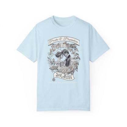 Jane Austen TShirt, Pride & Prejudice Historical Romance Comfort Colors, Bookish Literary Jane Austen Fan Art Gift, Oversized Bookclub Shirt T-Shirt Printify Chambray S 