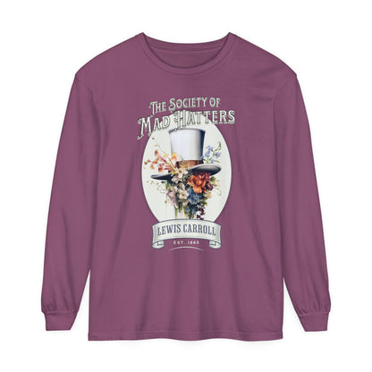 Alice in Wonderland Long Sleeve Shirt, Vintage Lewis Carroll The Mad Hatter TShirt, Tea Party, Queen of Hearts Bookish Booktok Academia Gift Long-sleeve Printify Berry S 