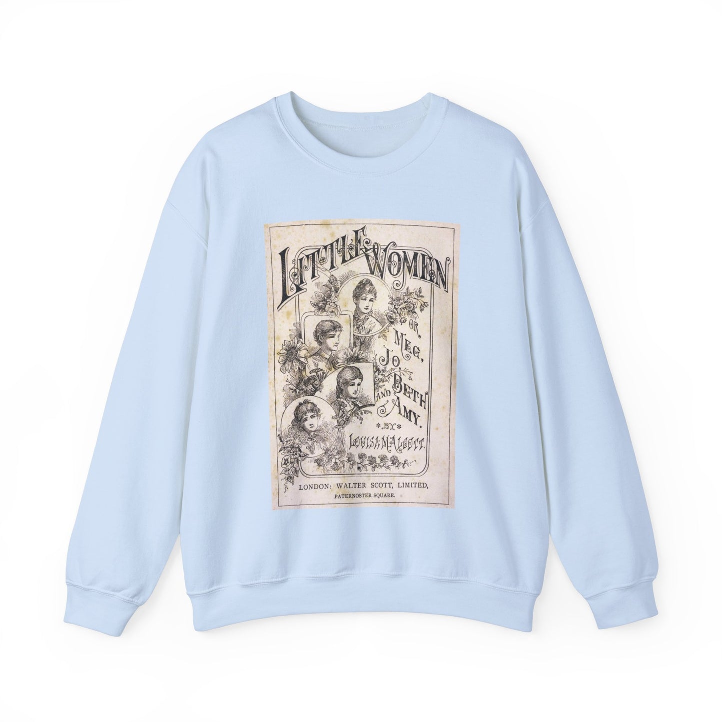 Little Women Sweatshirt, Louisa May Alcott Historical Romance Sweater, Bookish Literary Fan Art Gift, Gift for Her, Bookclub Crewneck Shirt Sweatshirt Printify S Light Blue 