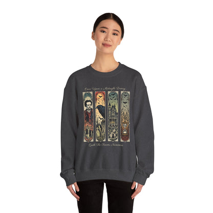Edgar Allan Poe Sweatshirt The Raven Nevermore Gothic Horror Sweater Dark Academia Macabre Halloween Gift for Book Lovers Birthday Christmas