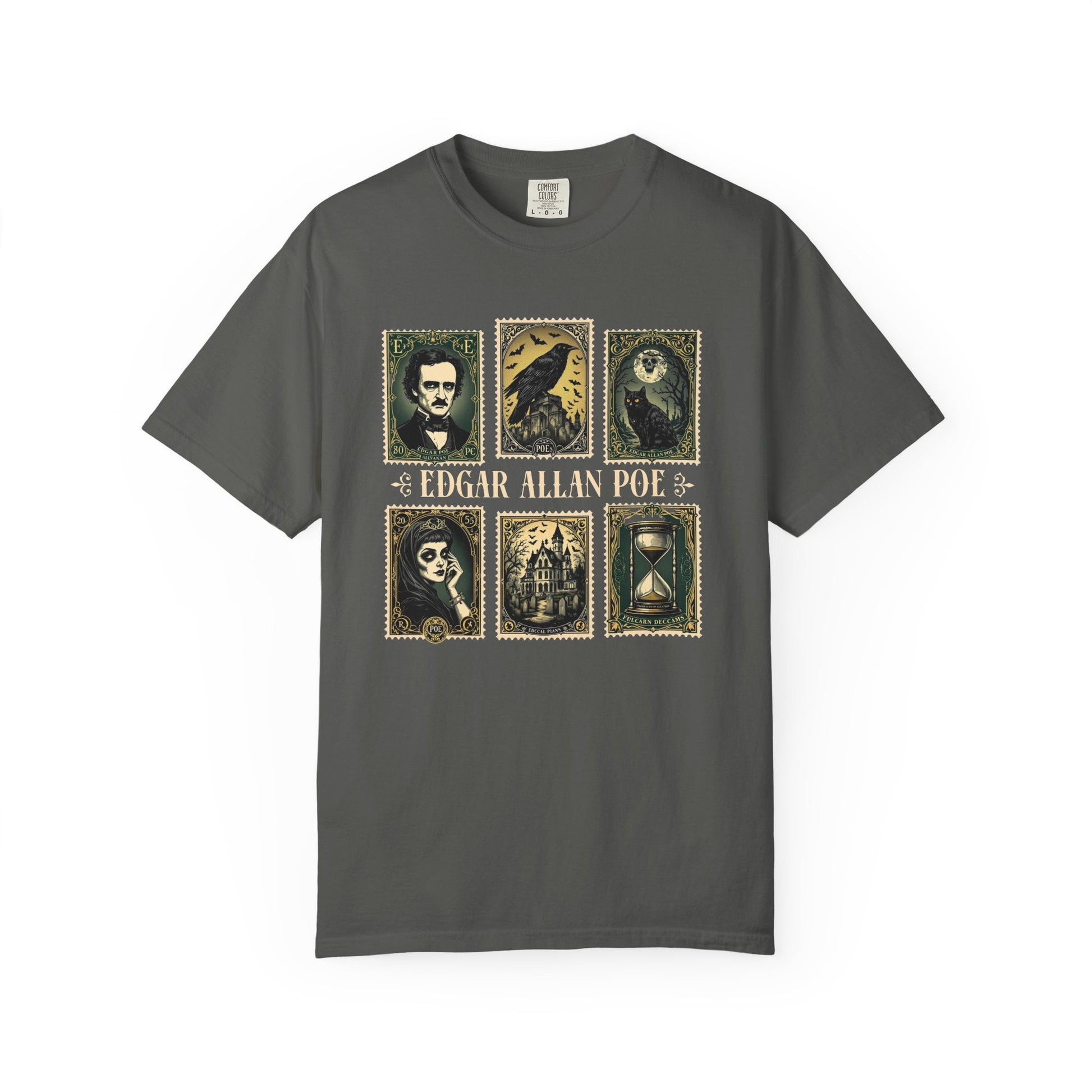 Edgar Allan Poe T-Shirt Gothic Graphic Tee The Raven Nevermore Quote Horror Literature Shirt Dark Academia Aesthetic Halloween Party Gift T-Shirt Printify Pepper S