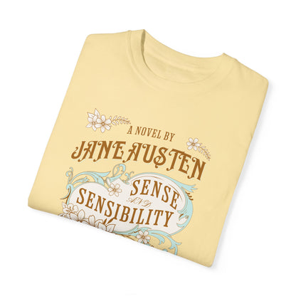 Jane Austen T-Shirt, Sense & Sensibility Historical Romance Comfort Colors Tee, Bookish Literary Jane Austen Fan Art Gift for Her, Readers, T-Shirt Printify   