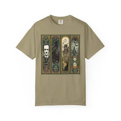Edgar Allan Poe T-Shirt Gothic Graphic Tee The Raven Nevermore Quote Horror Literature Shirt Dark Academia Aesthetic Halloween Party Gift T-Shirt Printify Khaki S