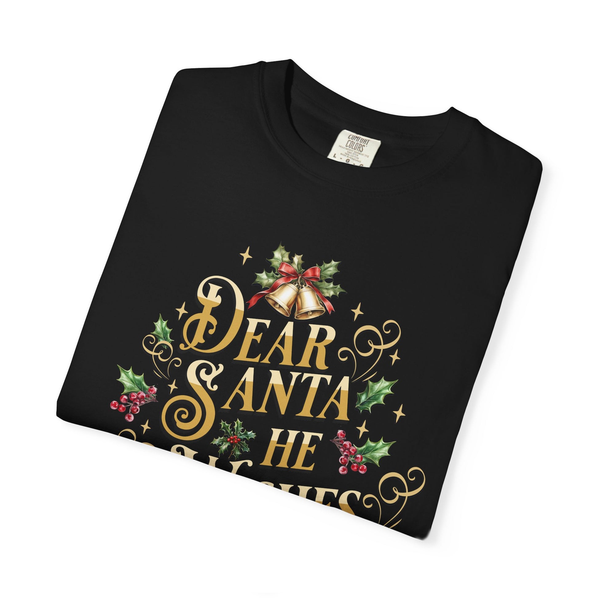 He Wishes Christmas T-Shirt, Funny Holiday Gift, Dear Santa I'm the Reason Why Tee, Unisex Casual Wear, Festive Apparel T-Shirt Printify