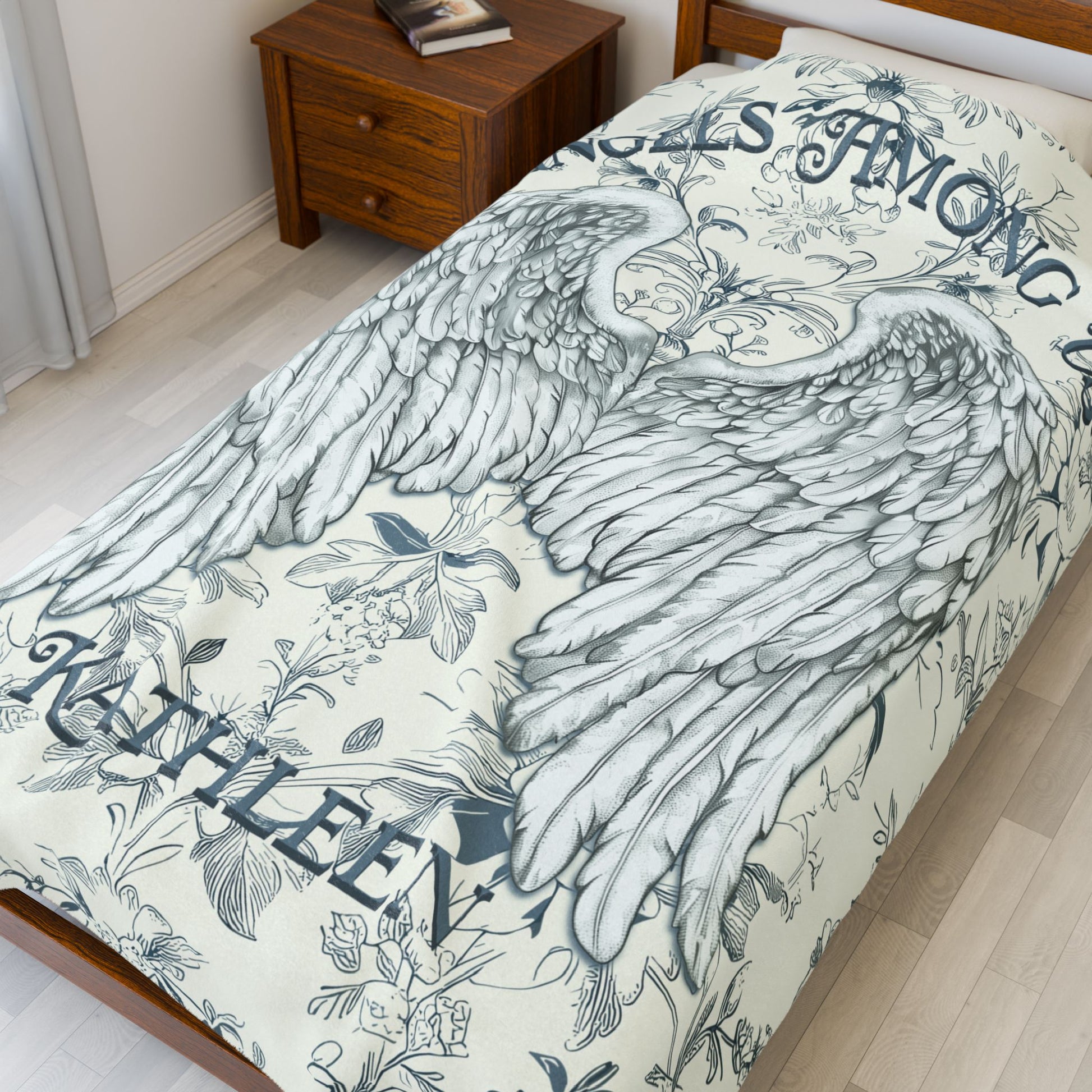 Custom Angel Wings Cuddle Plush Blanket Cozy Throw for Spiritual Gift for Birthday Christmas Gift for Mom or Best Girl Friends Angelic Love All Over Prints Printify