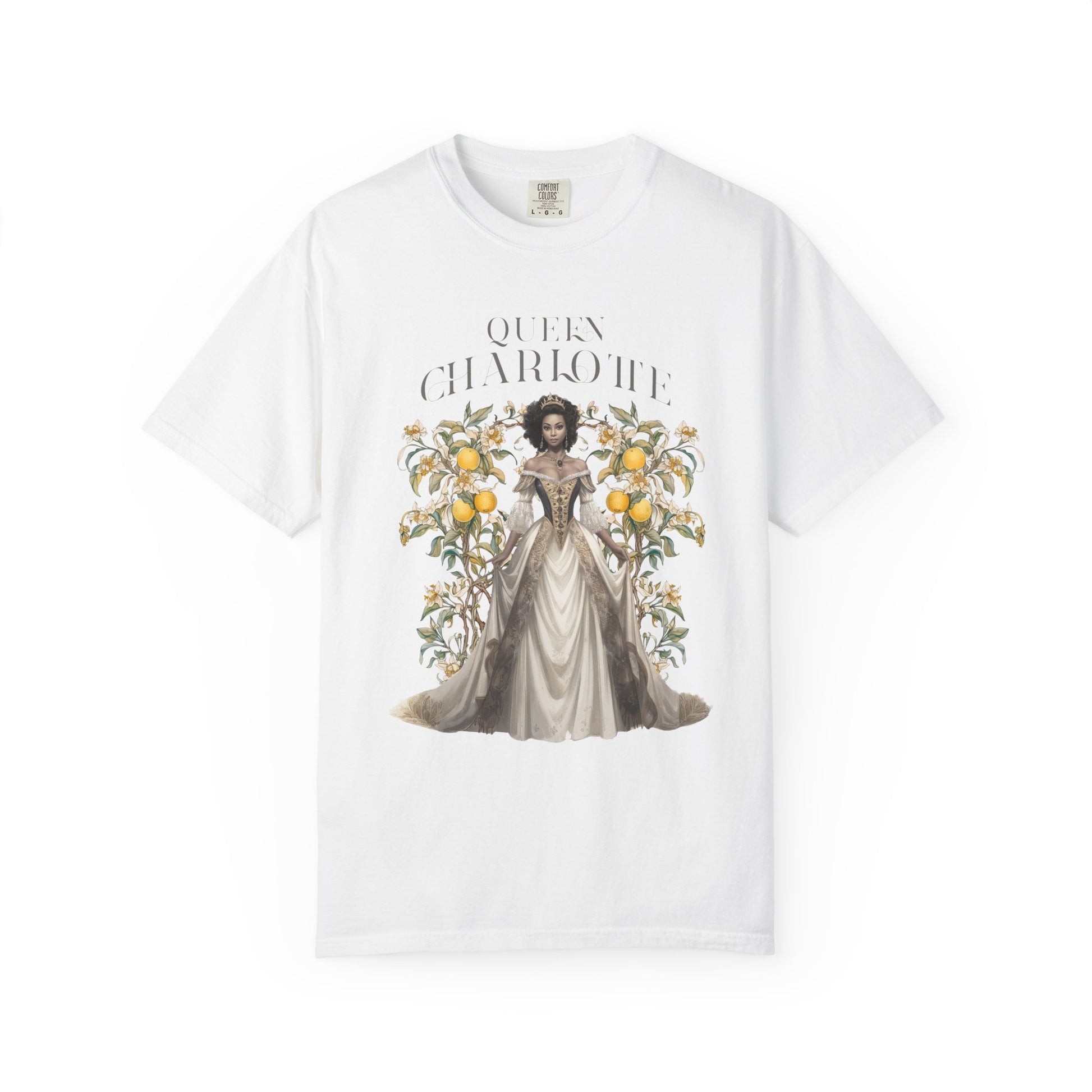 Queen Charlotte T-Shirt Literary Regency Period Tee Historical Drama Series Watching Spilling The Tea Theme Gift for Her Birthday Christmas T-Shirt Printify White S