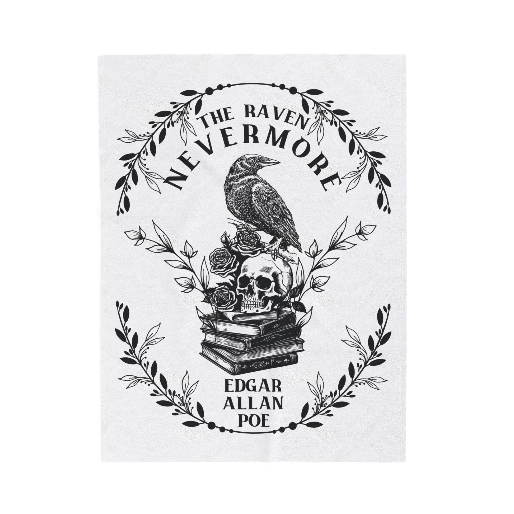 Edgar Allan Poe, Nevermore The Raven Throw Blanket, Book Lover Reading Blanket, Gothic, Light, Dark Academia, Horror Movie Watching Blanket All Over Prints Printify 30" × 40"  