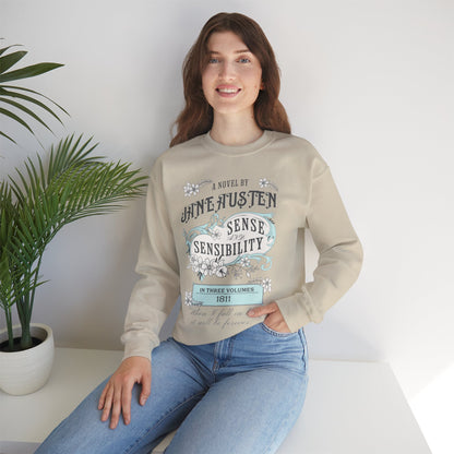 Jane Austen Sweatshirt, Sense & Sensibility Historical Romance Sweater, Bookish Literary Jane Austen Fan Art Gift, Gift for Her, Readers, Sweatshirt Printify   