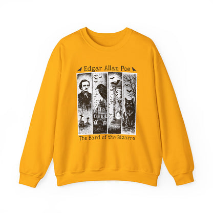 Edgar Allan Poe Sweatshirt The Raven Nevermore Gothic Horror Sweater Dark Academia Macabre Halloween Gift for Book Lovers Birthday Christmas Sweatshirt Printify Gold S