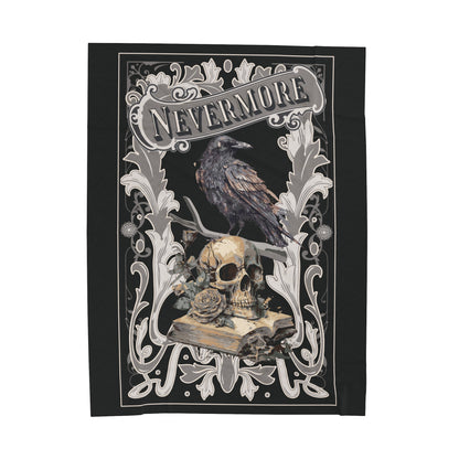 Edgar Allan Poe, Nevermore The Raven Throw Blanket, Book Lover Reading Blanket, Gothic, Light, Dark Academia, Horror Movie Watching Blanket All Over Prints Printify 60" × 80"  