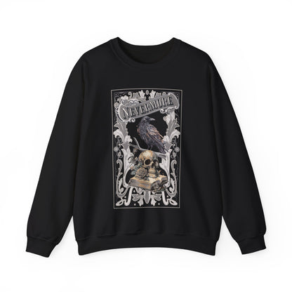 Edgar Allan Poe, Nevermore The Raven Sweatshirt, Book Lover, Halloween, Haunting Gothic Gift, Light, Dark Academia, Horror Movie Sweater Sweatshirt Printify S Black 