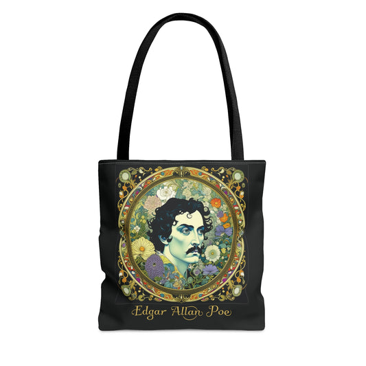 Edgar Allan Poe Tote Bag, Night Garden Botanical Shoulder Bag, Book, Library, Grocery, Travel Bag, Dark Academia, Bookish, Bookclub Gift, Bags Printify Small  